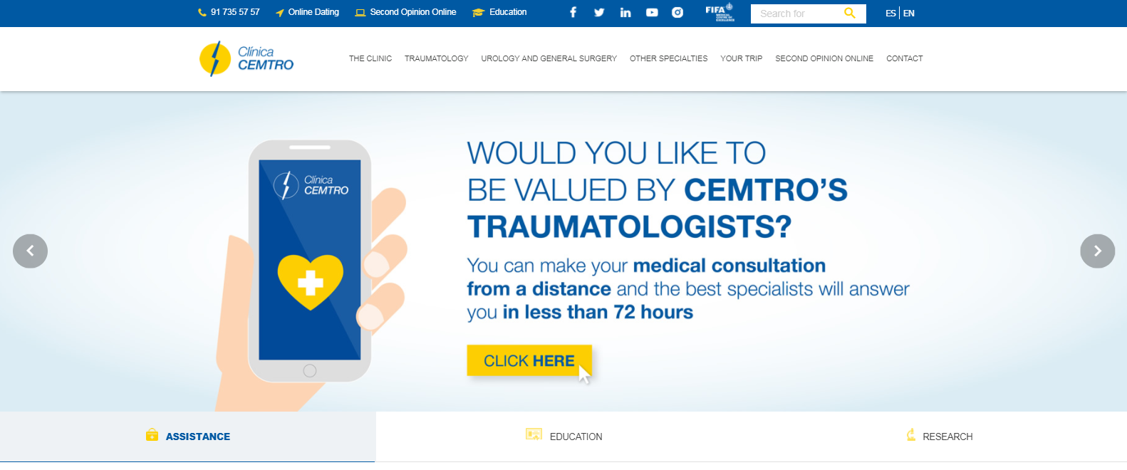 Clinica CEMTRO estrena web Ingles